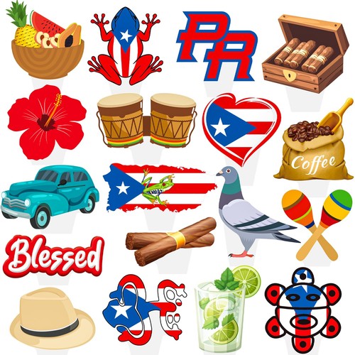 Puerto rico cupcake toppers - puerto,
